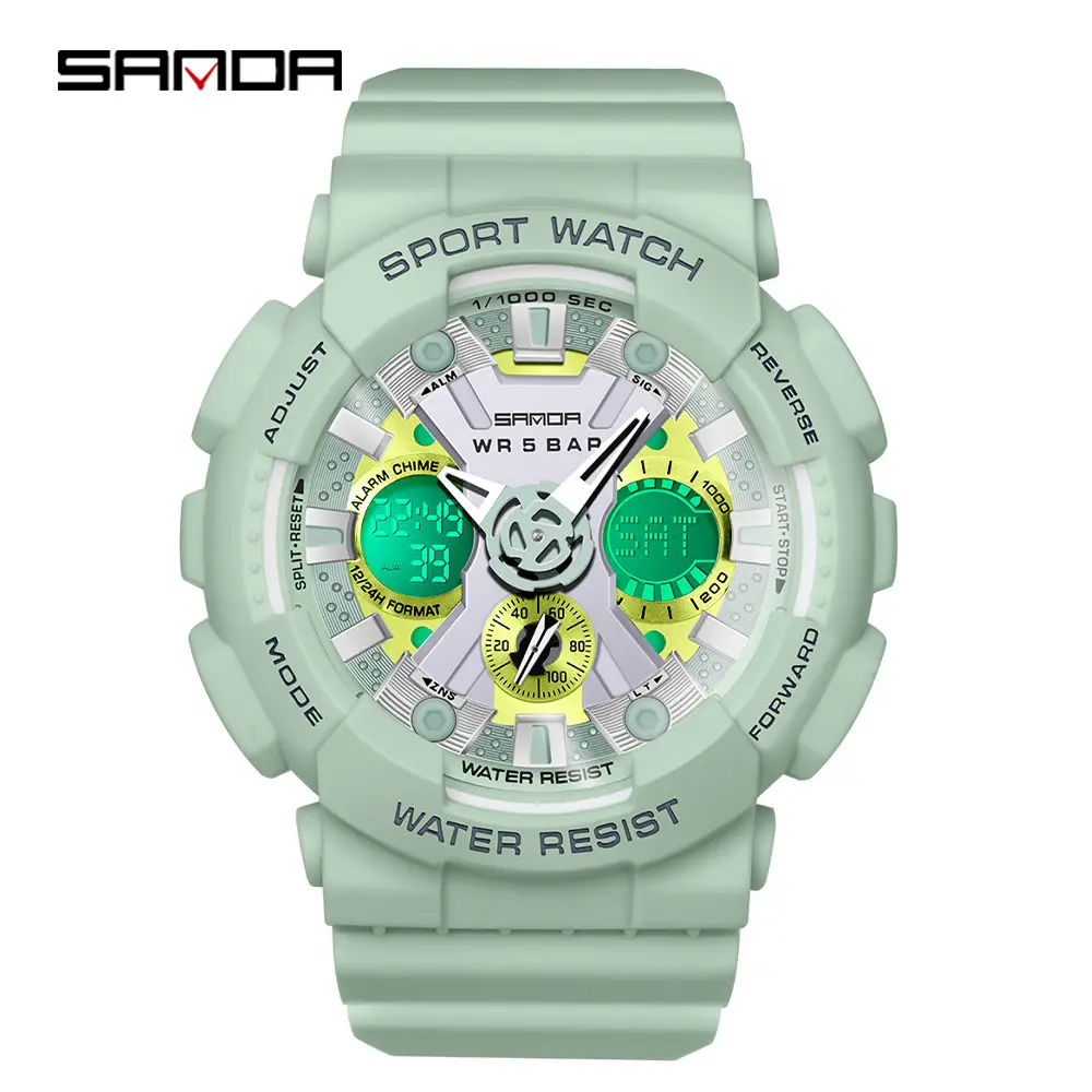 Sanda Gold Water Resistant Sport Watch for Men Women