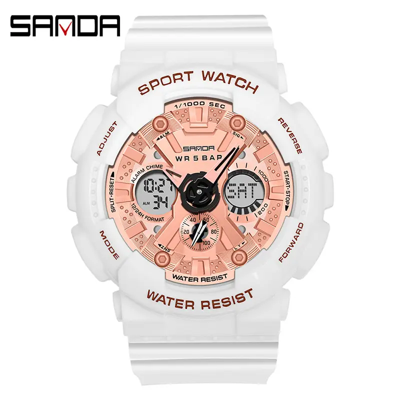 Sanda Gold Water Resistant Sport Watch for Men Women