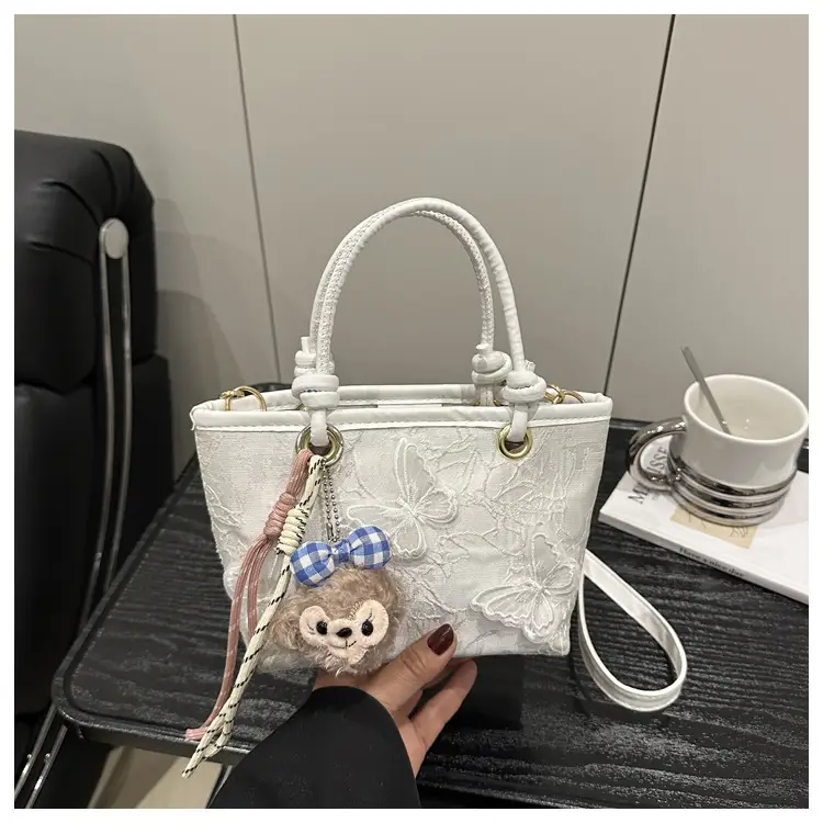 Sweet Lace Butterfly Shoulder Bag Pink White — feature 14