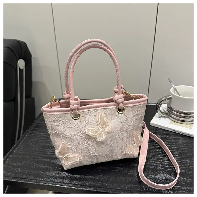 Sweet Lace Butterfly Shoulder Bag Pink White — feature 16