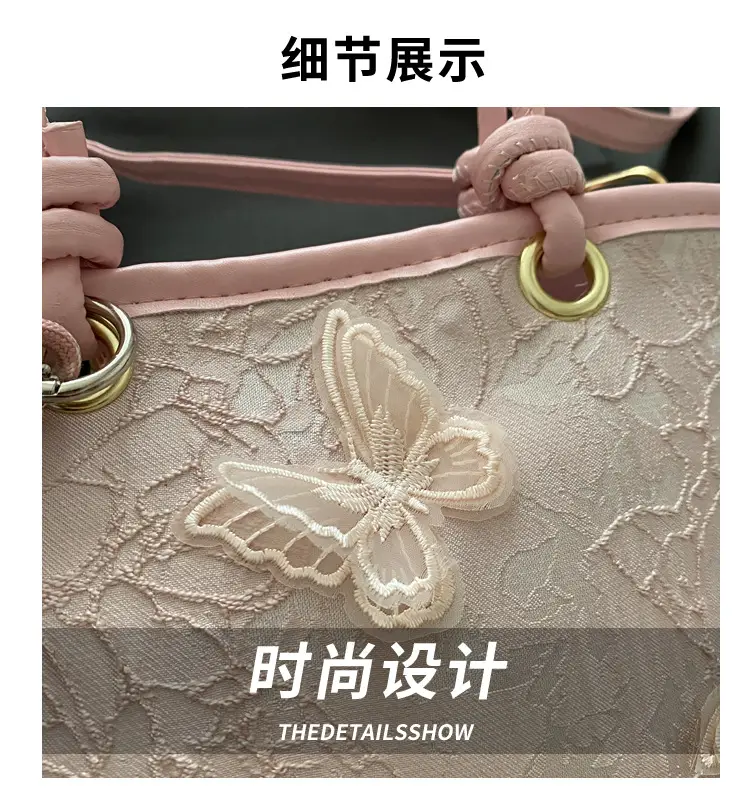 Sweet Lace Butterfly Shoulder Bag Pink White — feature 4