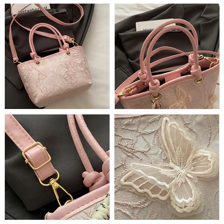 Sweet Lace Butterfly Shoulder Bag Pink White — feature 9