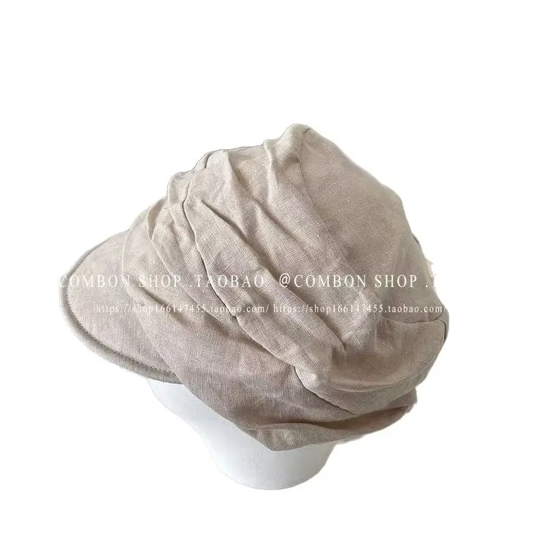 Black Cotton Linen Forward Cap for Women Men - Image 5