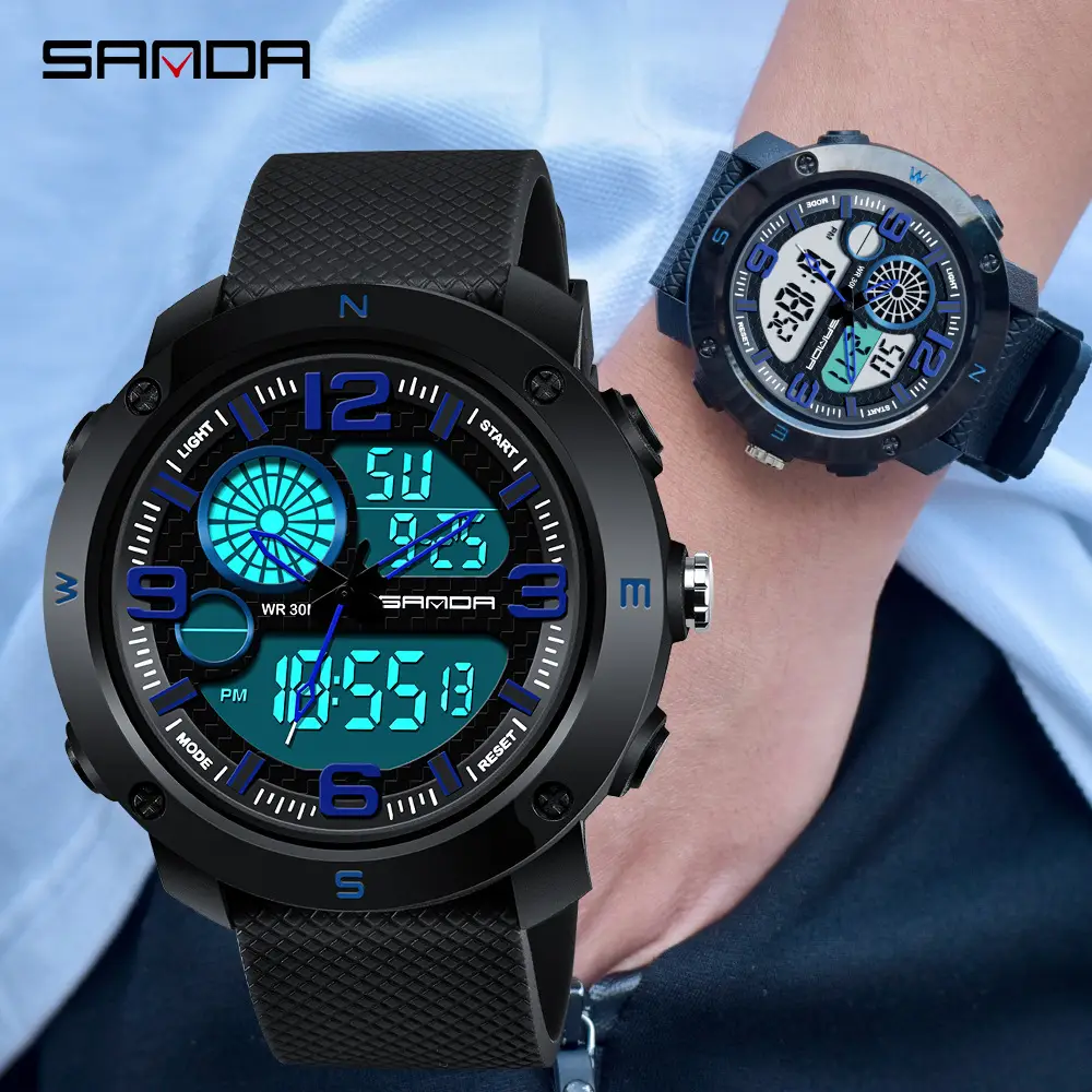 Sanda Men's Gold Digital Watch with 50 Hours Display - Image 7