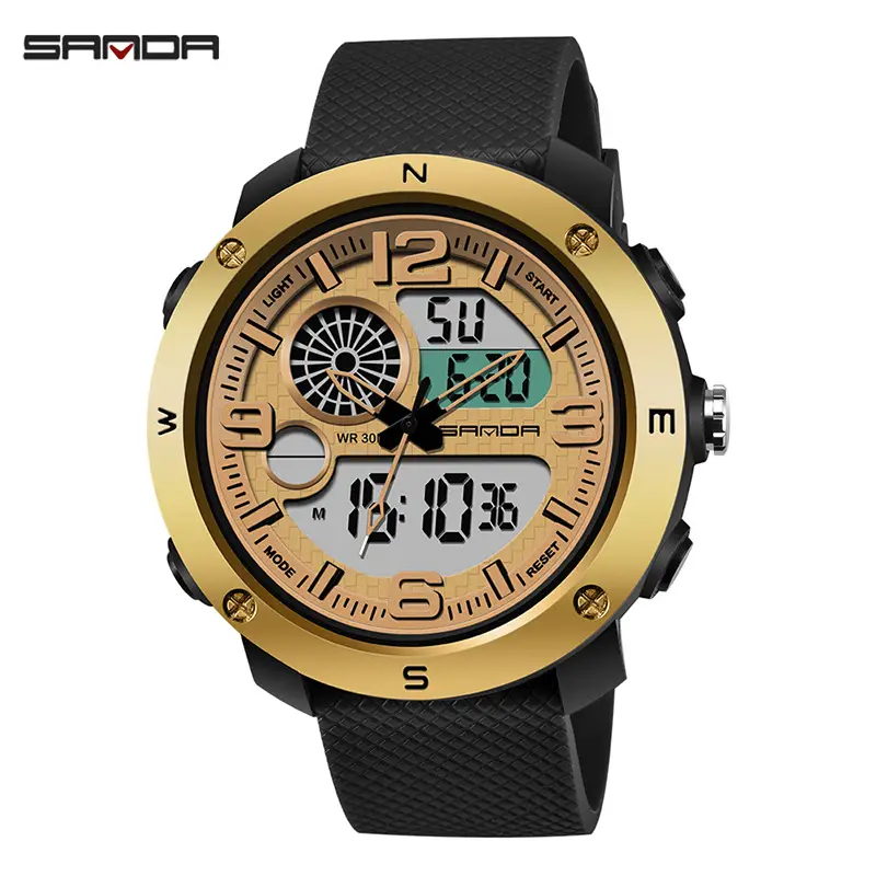 Sanda Men's Gold Digital Watch with 50 Hours Display - Image 10
