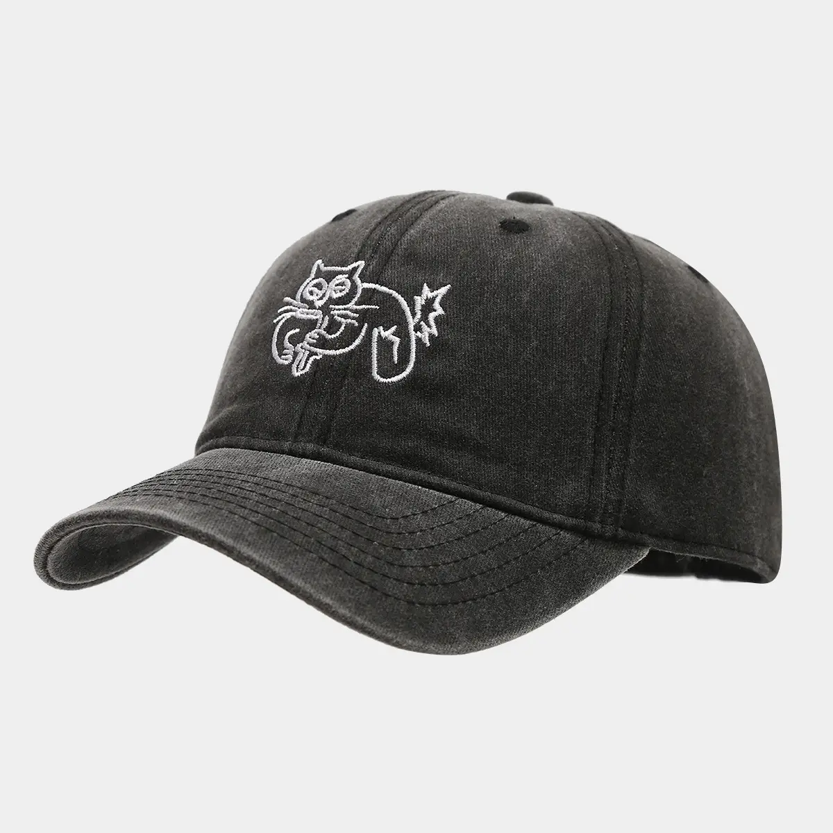 Women Red Cat Embroidered Cap Sunshade Spring Summer — feature 10