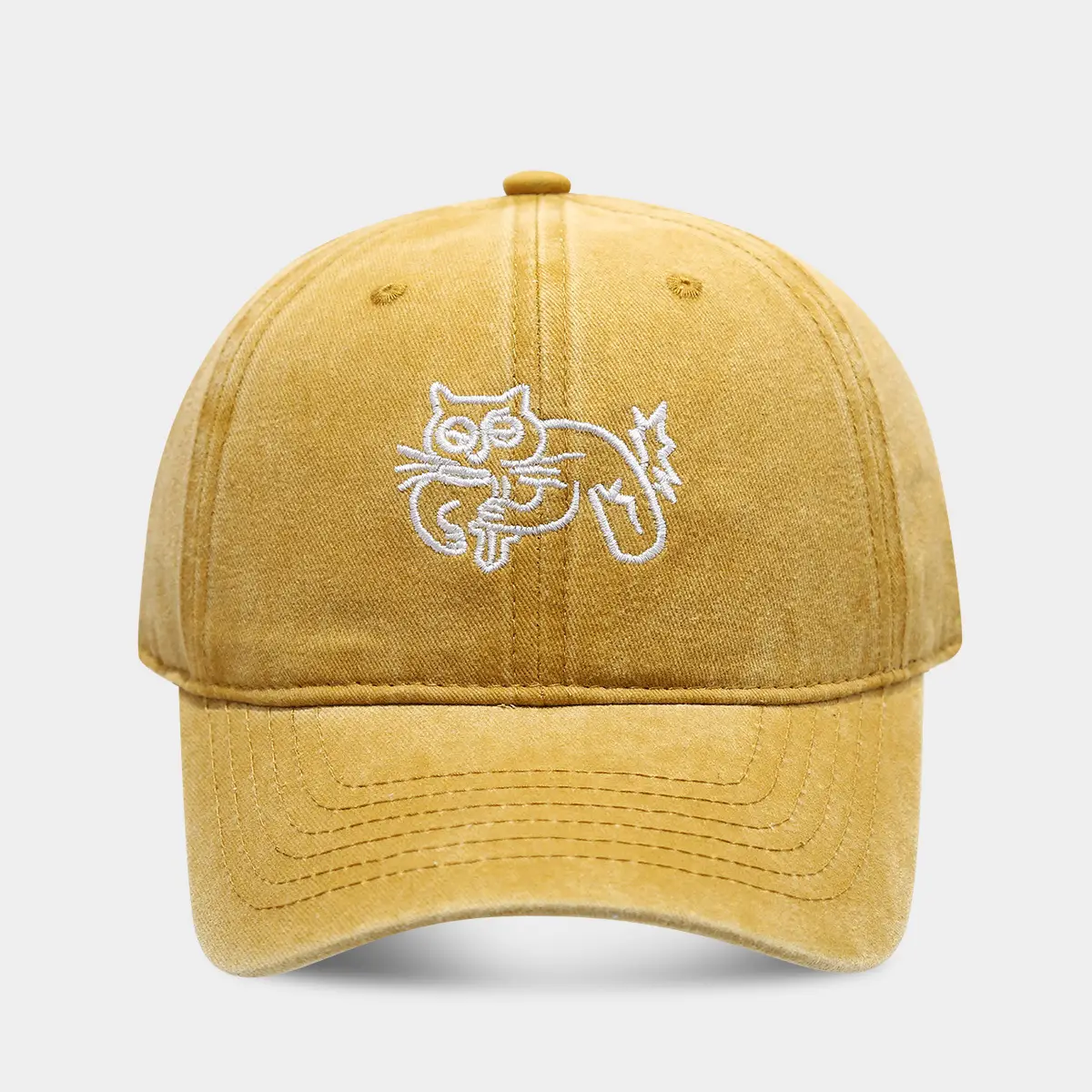 Women Red Cat Embroidered Cap Sunshade Spring Summer
