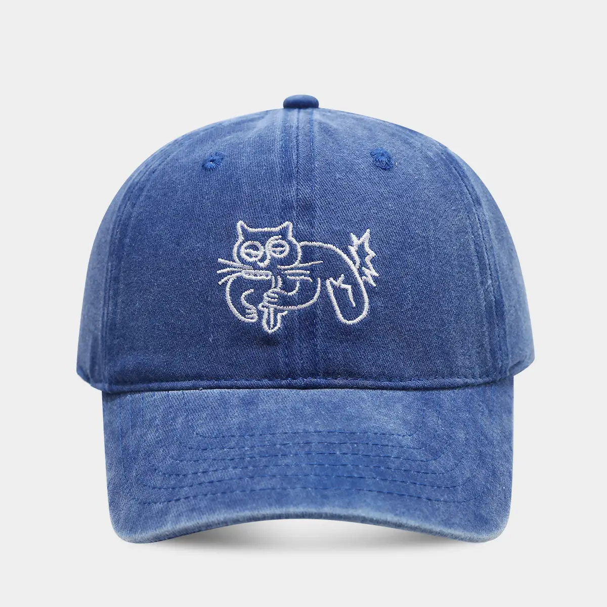 Women Red Cat Embroidered Cap Sunshade Spring Summer