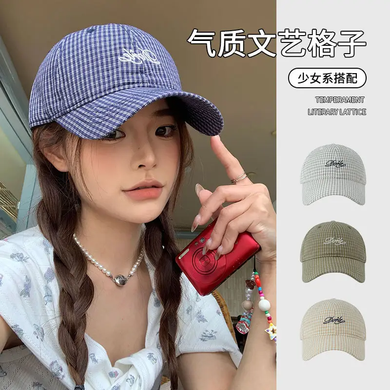 Pure Cotton Houndstooth Hat for Women Spring Summer - Image 2