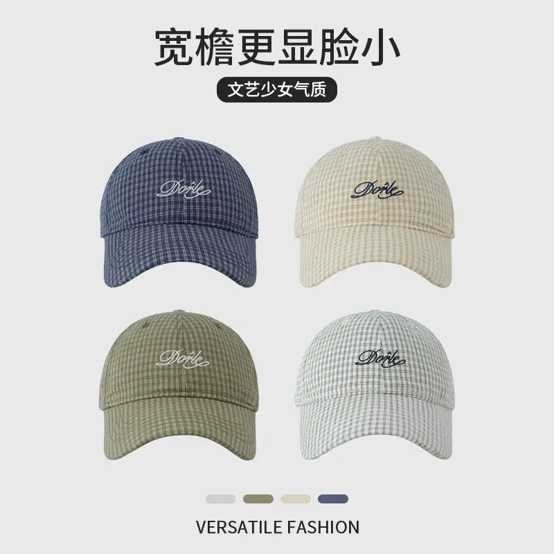 Pure Cotton Houndstooth Hat for Women Spring Summer - Image 3