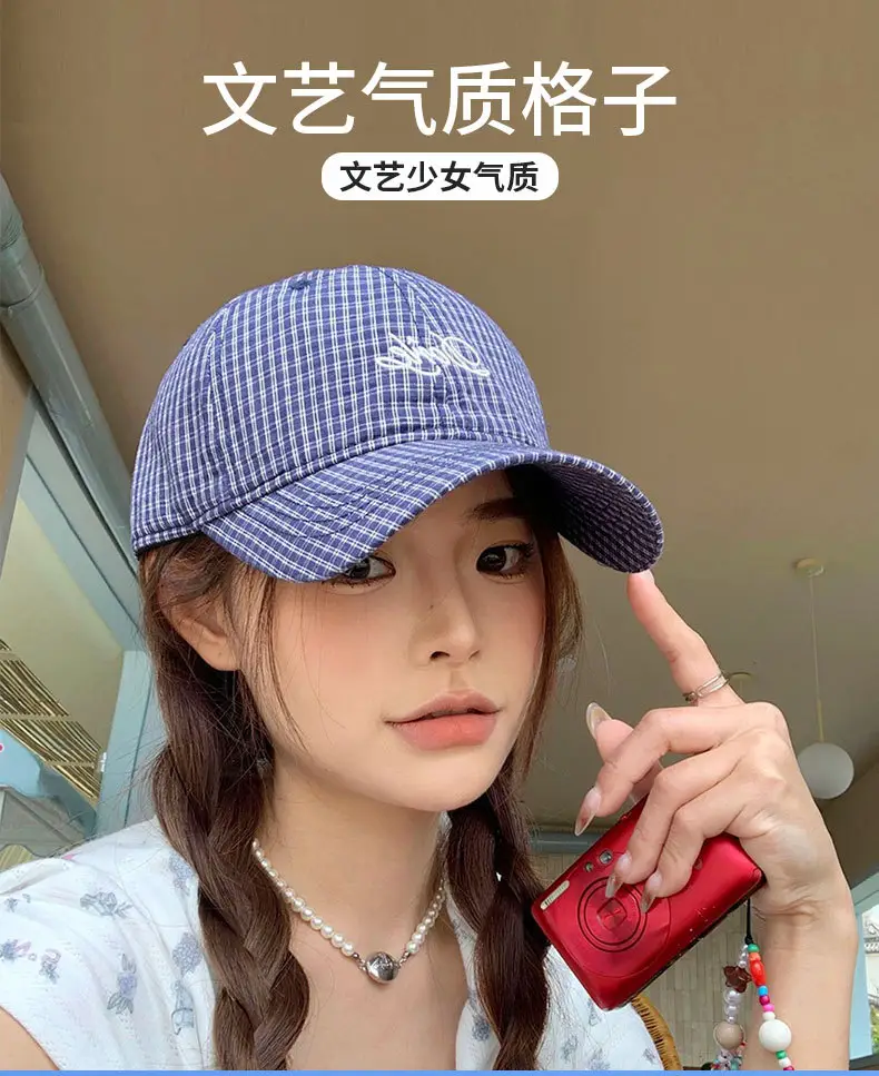 Pure Cotton Houndstooth Hat for Women Spring Summer — feature 11