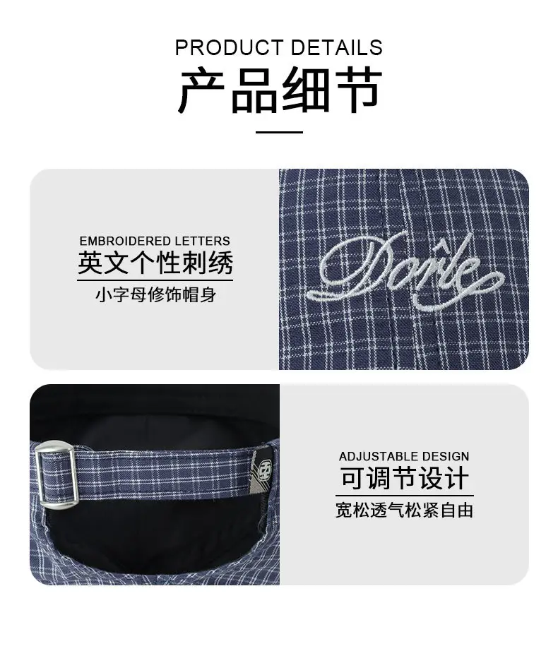 Pure Cotton Houndstooth Hat for Women Spring Summer — feature 14