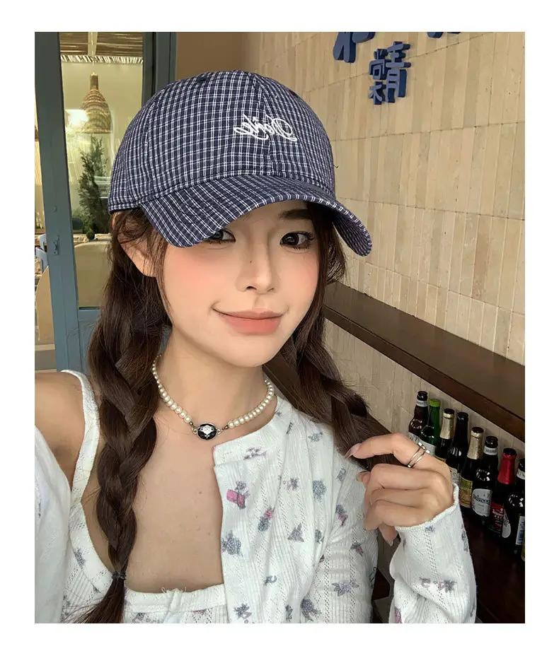 Pure Cotton Houndstooth Hat for Women Spring Summer — feature 16