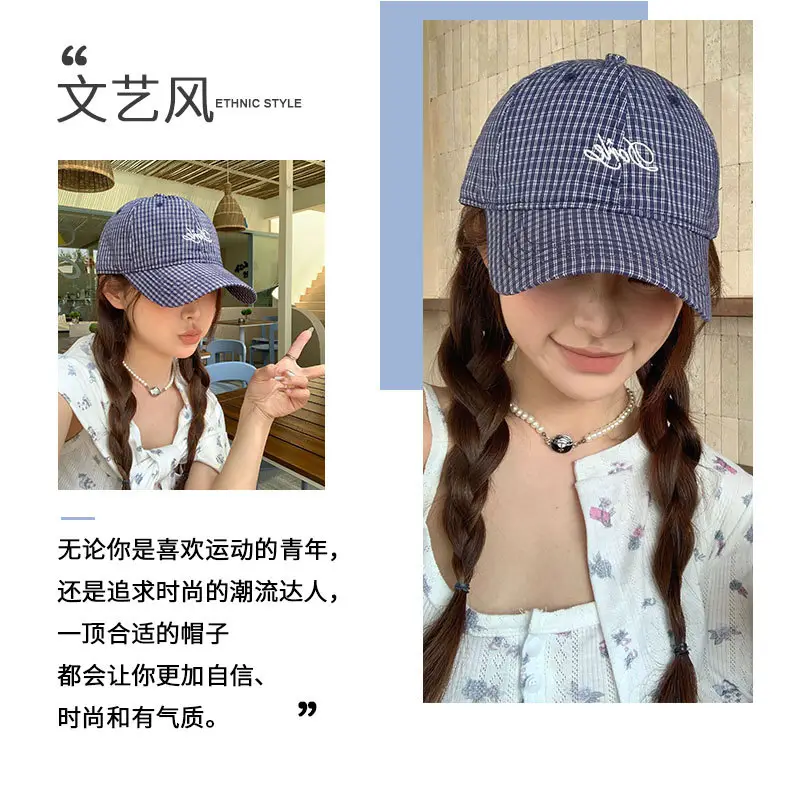 Pure Cotton Houndstooth Hat for Women Spring Summer — feature 17