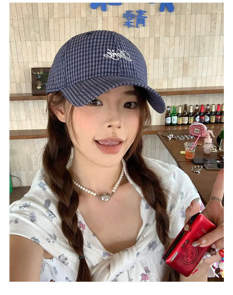 Pure Cotton Houndstooth Hat for Women Spring Summer — feature 18