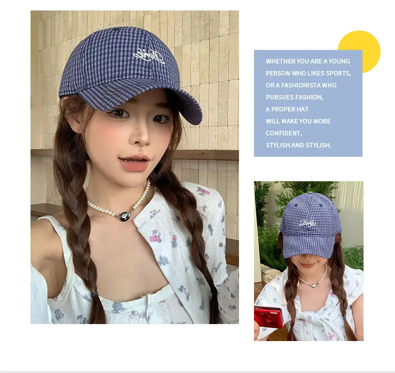 Pure Cotton Houndstooth Hat for Women Spring Summer — feature 19