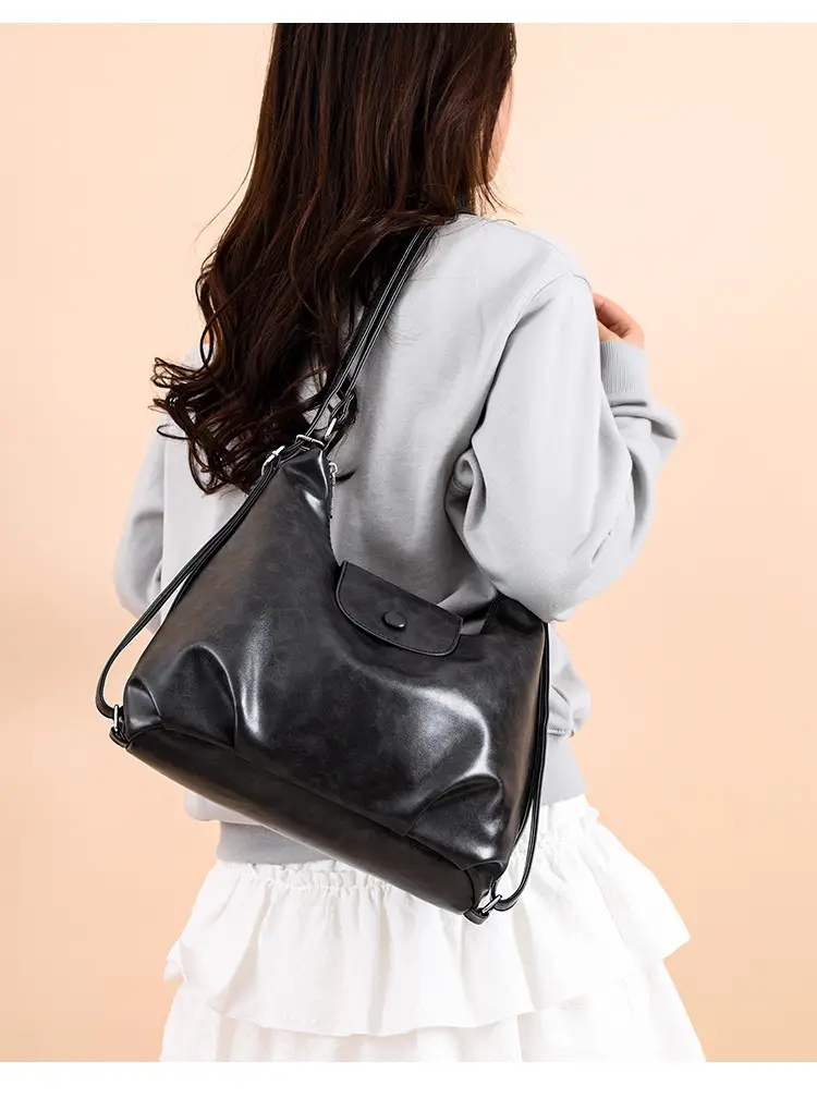 Black Leather Tote Bag for Women 2025 New Spring Commuter — feature 30