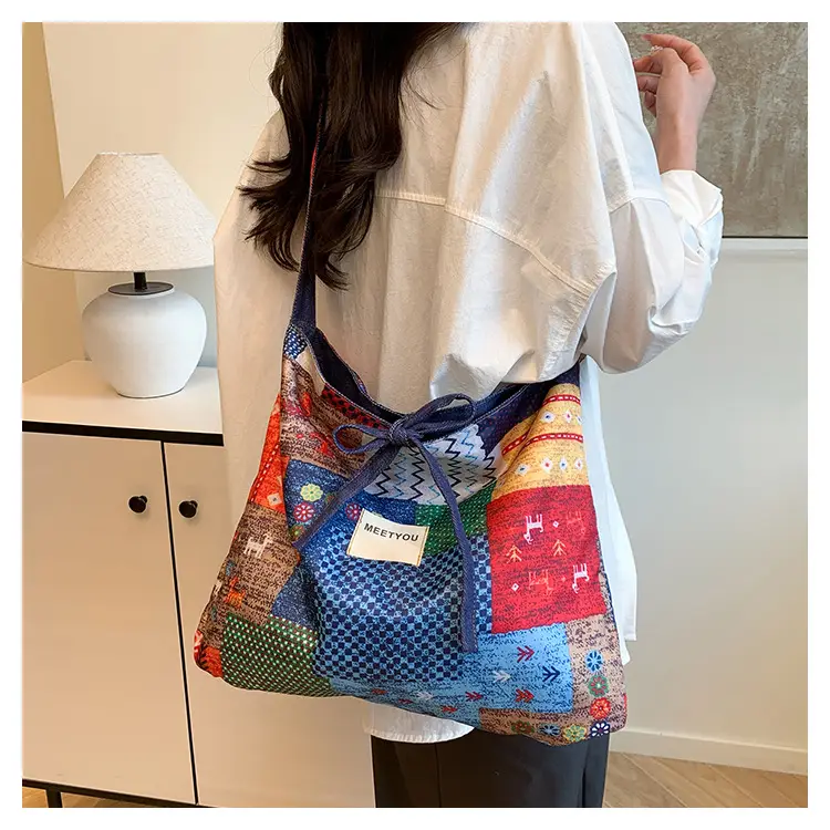Vintage Patchwork Shoulder Bag Bohemian Style Large Capacity — feature 17