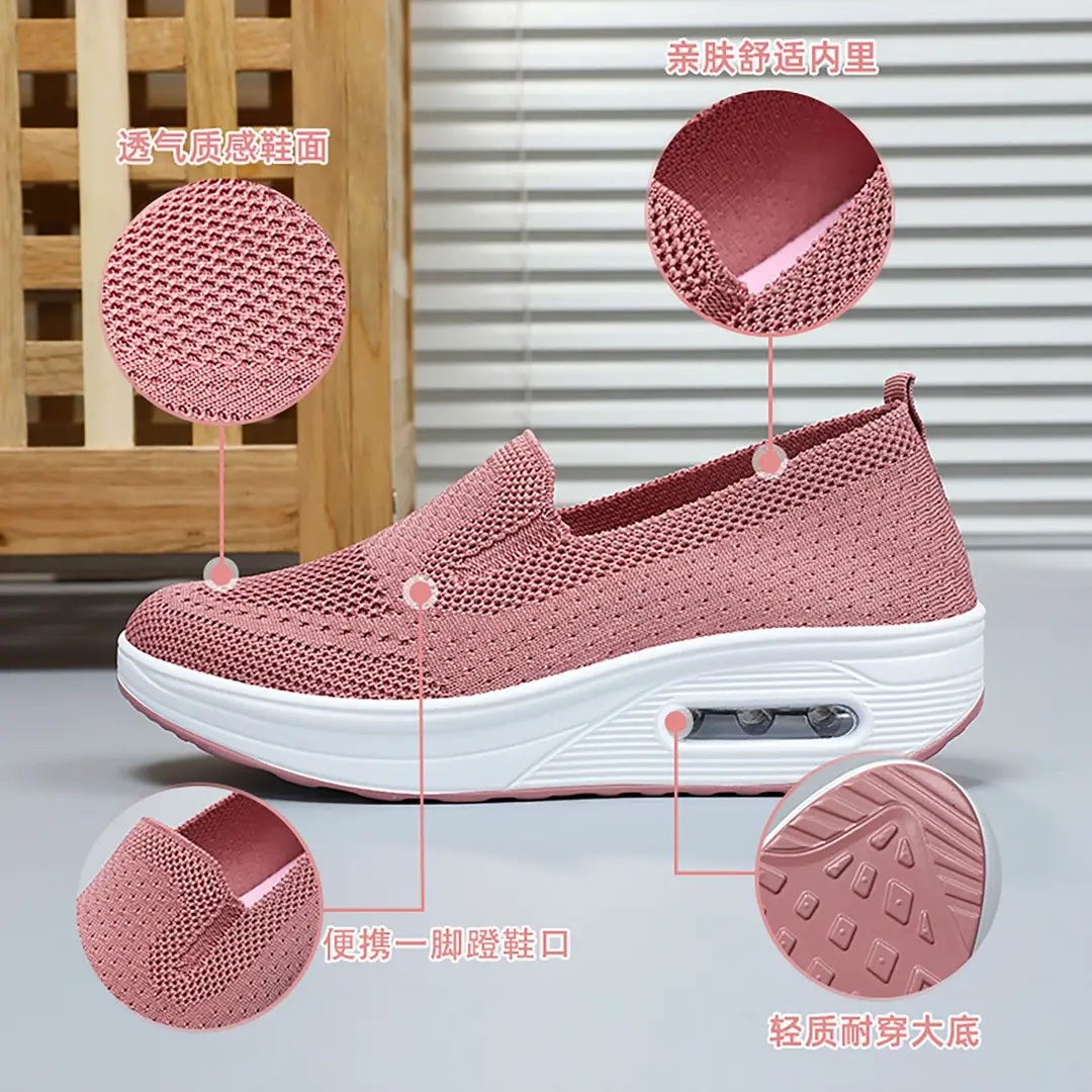 Women's Spring Shoes, Cross-Border Casual Shoes, Fly-Knit Breathable Single Shoes, Soft-Soled Air-Cushion Height-Increasing Shoes, Mesh Comfortable Women's Shoes - Image 9