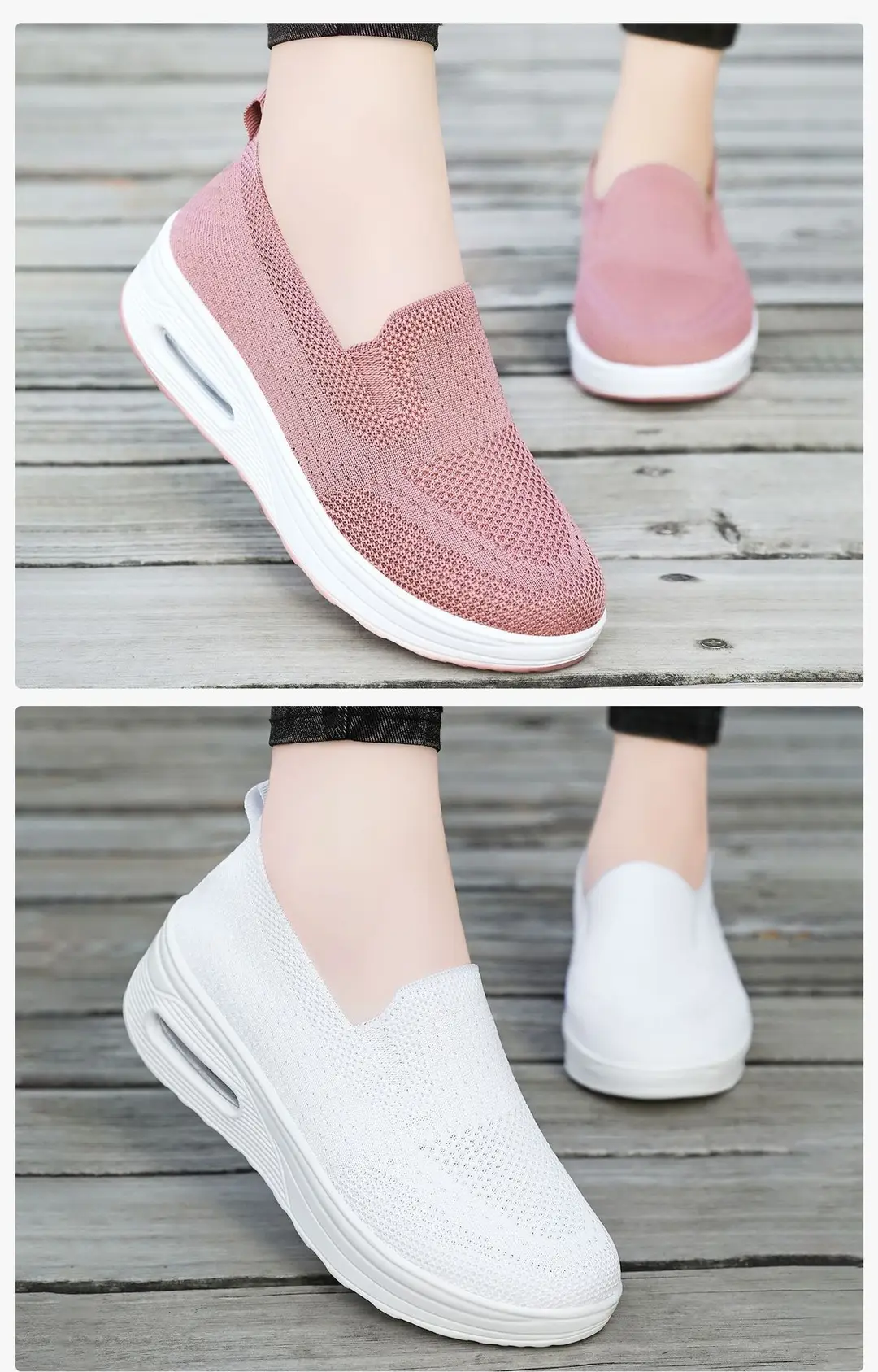 Women's Spring Shoes, Cross-Border Casual Shoes, Fly-Knit Breathable Single Shoes, Soft-Soled Air-Cushion Height-Increasing Shoes, Mesh Comfortable Women's Shoes — feature 16