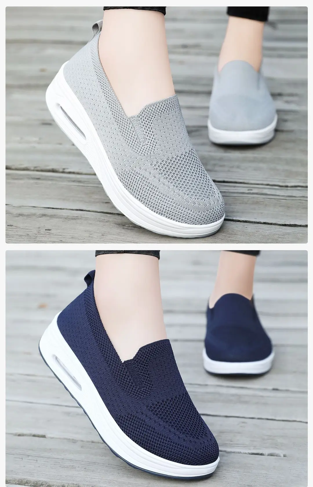 Women's Spring Shoes, Cross-Border Casual Shoes, Fly-Knit Breathable Single Shoes, Soft-Soled Air-Cushion Height-Increasing Shoes, Mesh Comfortable Women's Shoes — feature 17
