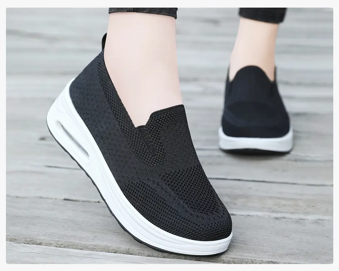 Women's Spring Shoes, Cross-Border Casual Shoes, Fly-Knit Breathable Single Shoes, Soft-Soled Air-Cushion Height-Increasing Shoes, Mesh Comfortable Women's Shoes — feature 18