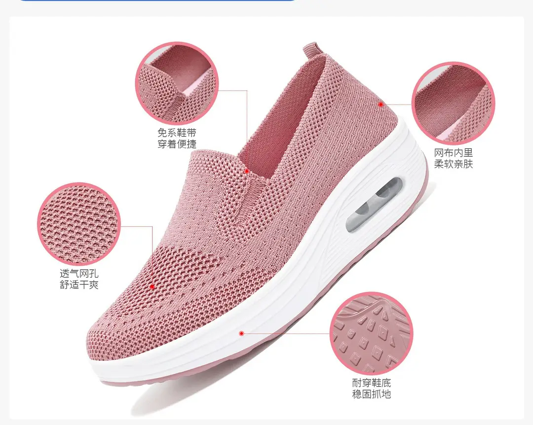 Women's Spring Shoes, Cross-Border Casual Shoes, Fly-Knit Breathable Single Shoes, Soft-Soled Air-Cushion Height-Increasing Shoes, Mesh Comfortable Women's Shoes — feature 7