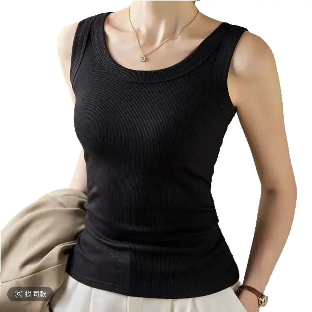 Modal Threaded Strap Outer Wearing Vest Women's Summer 2025 New Round Neck Slim-Fit Slimming Inner Thin Top