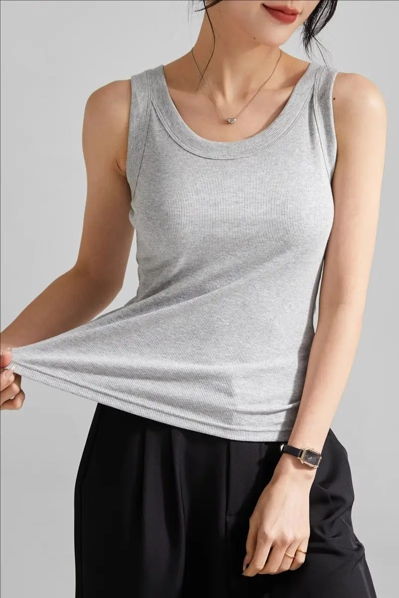 Modal Threaded Strap Outer Wearing Vest Women's Summer 2025 New Round Neck Slim-Fit Slimming Inner Thin Top — feature 5