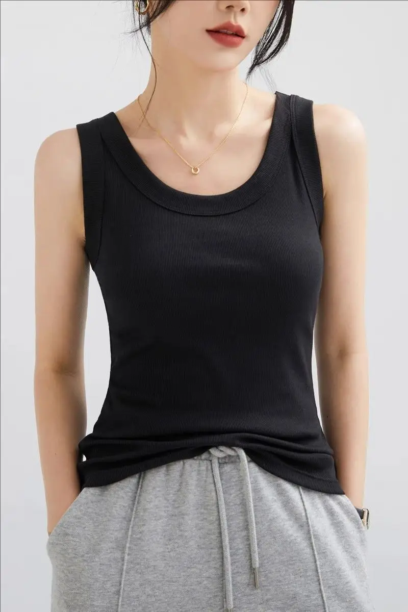 Modal Threaded Strap Outer Wearing Vest Women's Summer 2025 New Round Neck Slim-Fit Slimming Inner Thin Top — feature 6
