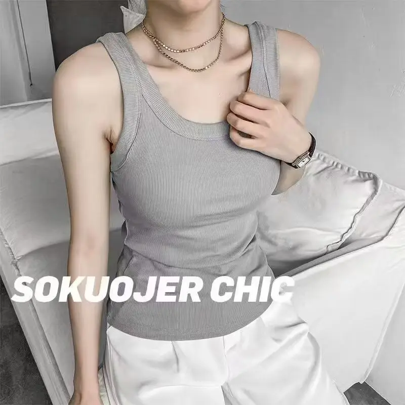 Modal Threaded Strap Outer Wearing Vest Women's Summer 2025 New Round Neck Slim-Fit Slimming Inner Thin Top