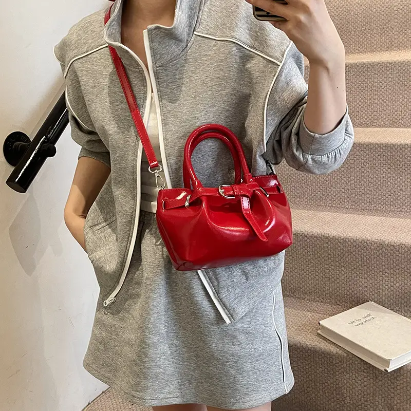 Women Pleated Bucket Bag Cream 2025 Summer - Image 9