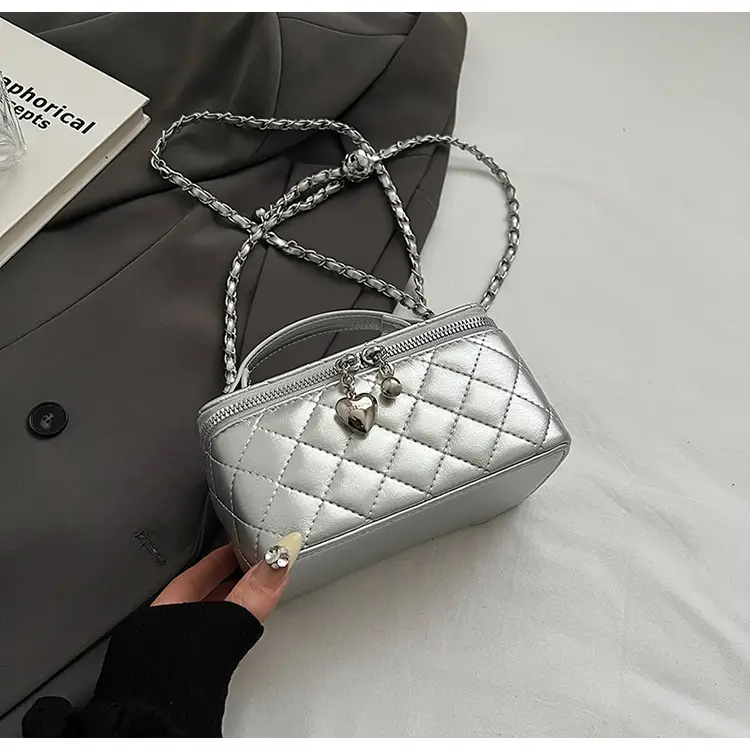 White Quilted Chain Bag for Women Spring 2026 - Image 2