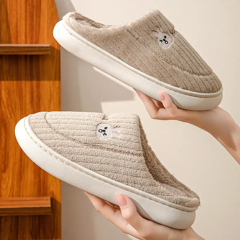 New Style Cotton Slippers That Feel Like Shit, Men's Winter Indoor Warm Slippers, Women's Home Plus Plush Cotton Slippers