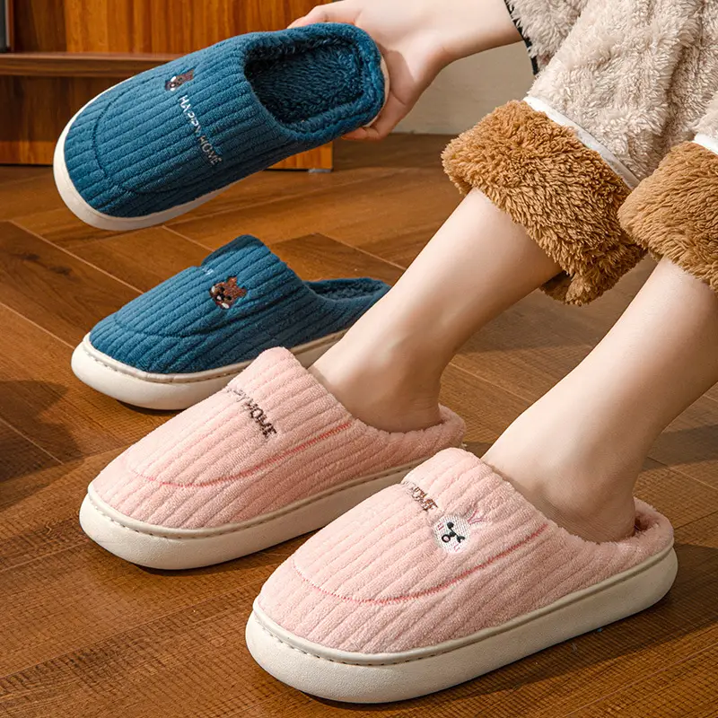 New Style Cotton Slippers That Feel Like Shit, Men's Winter Indoor Warm Slippers, Women's Home Plus Plush Cotton Slippers
