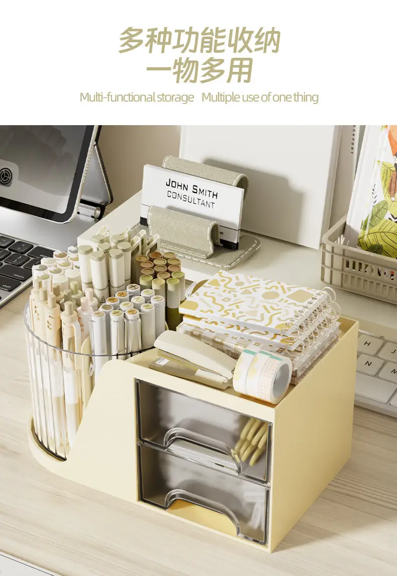 Rotating Cosmetic Brush Storage Cylinder for Desk — feature 11