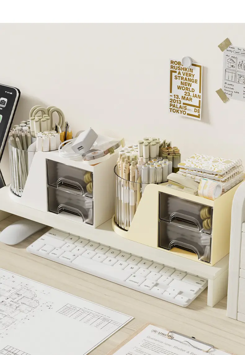 Rotating Cosmetic Brush Storage Cylinder for Desk — feature 13
