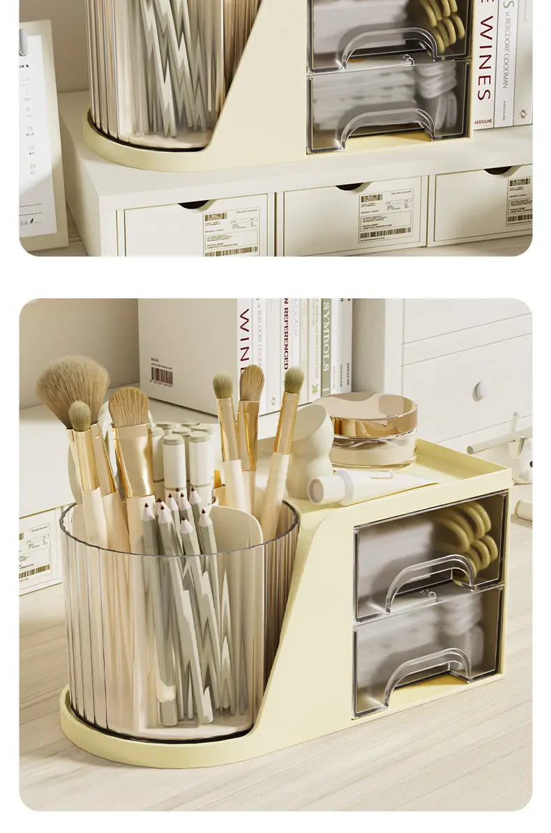 Rotating Cosmetic Brush Storage Cylinder for Desk — feature 15