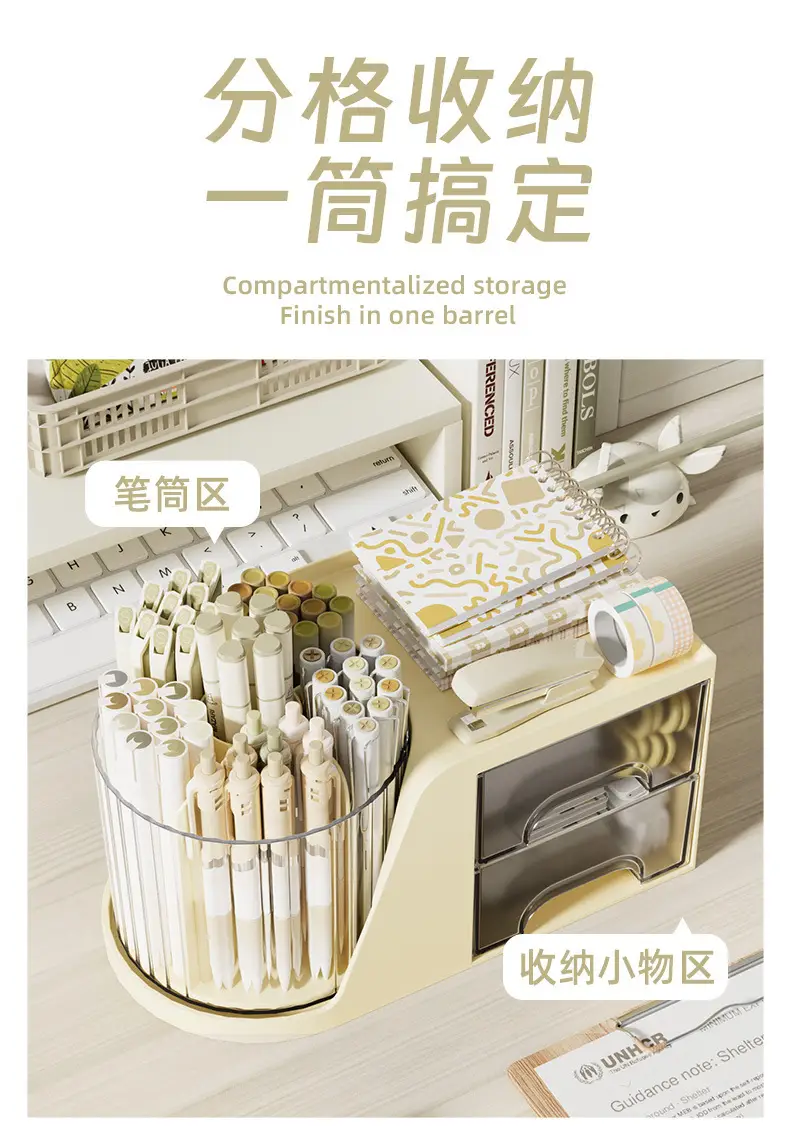 Rotating Cosmetic Brush Storage Cylinder for Desk — feature 6