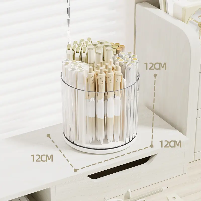 Rotating Cosmetic Brush Storage Cylinder for Desk