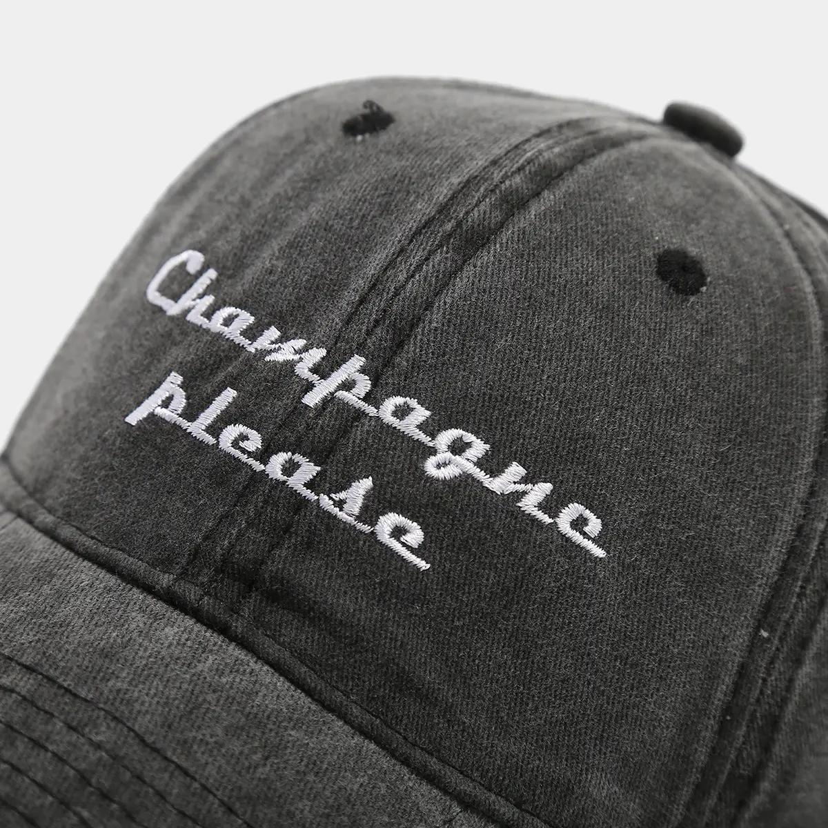 Champagne Please Embroidered Duckbill Cap — feature 10