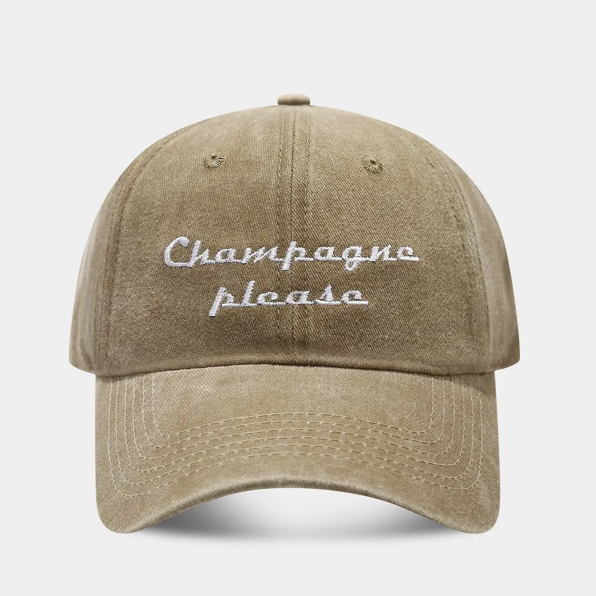 Champagne Please Embroidered Duckbill Cap - Image 4
