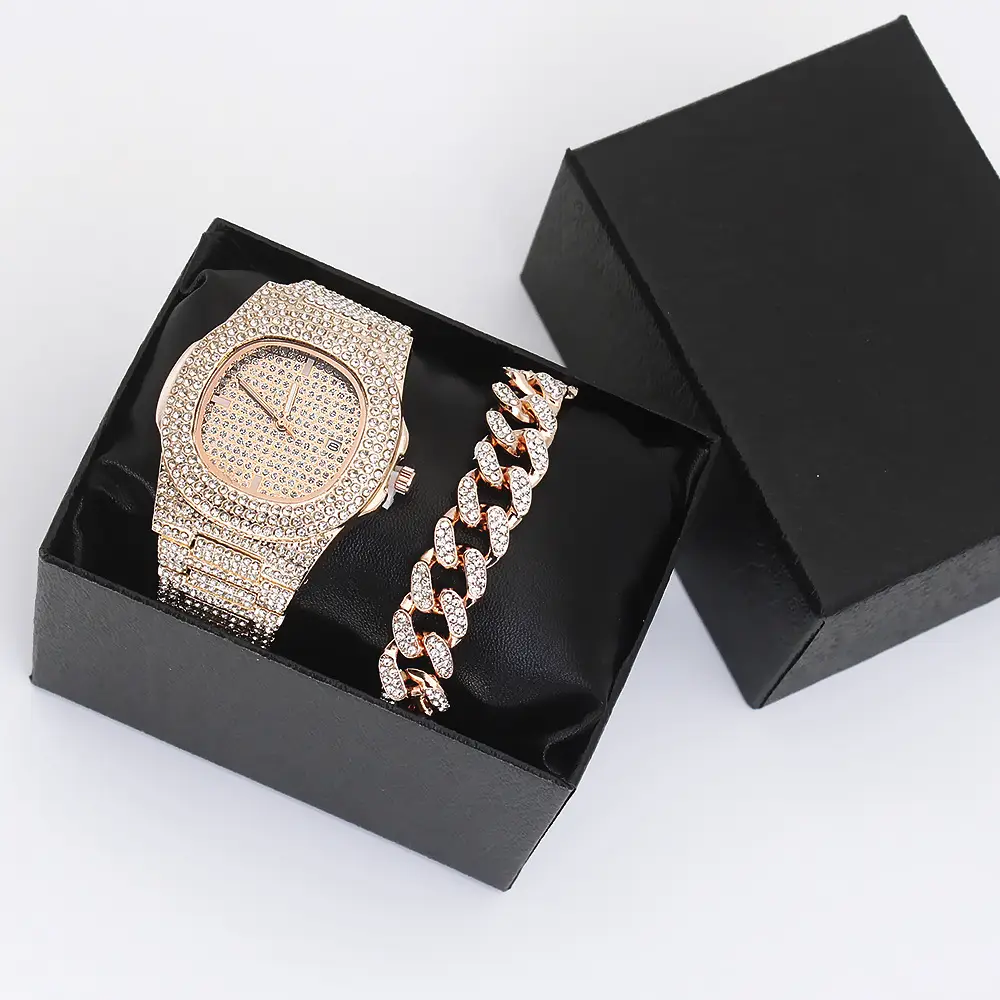 Diamond Wristwatch Set for Women Rose Gold Bracelet - Image 9
