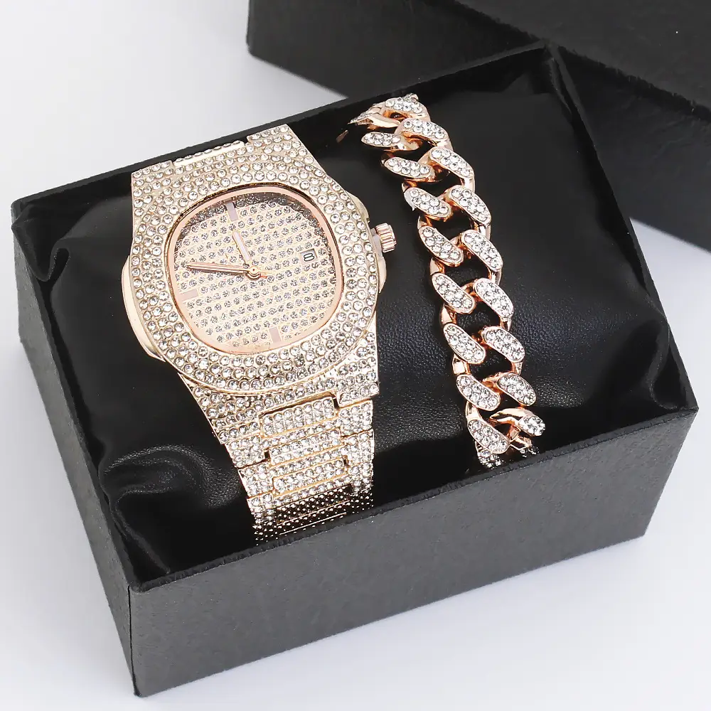 Diamond Wristwatch Set for Women Rose Gold Bracelet - Image 3