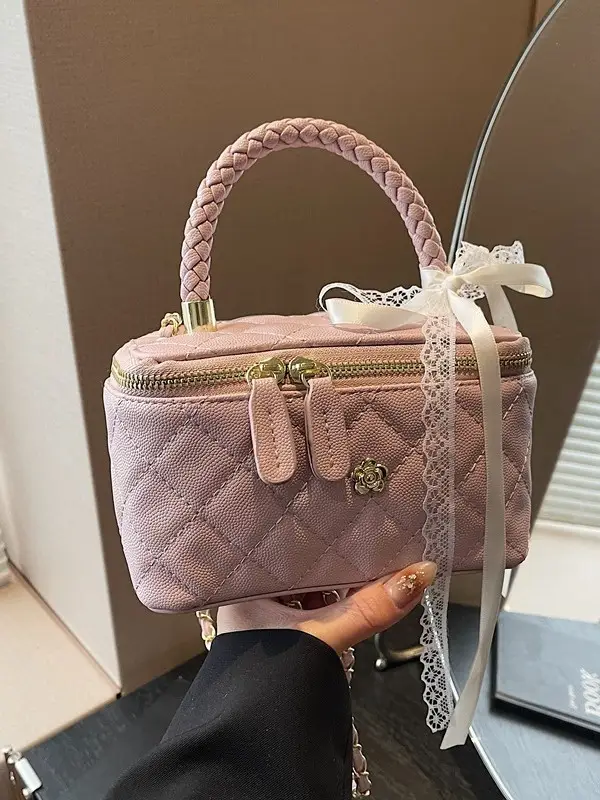 Pink Quilted Handheld Bag for Women 2026 - Image 4