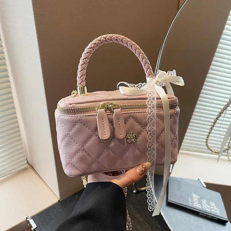 Pink Quilted Handheld Bag for Women 2026 - Image 2