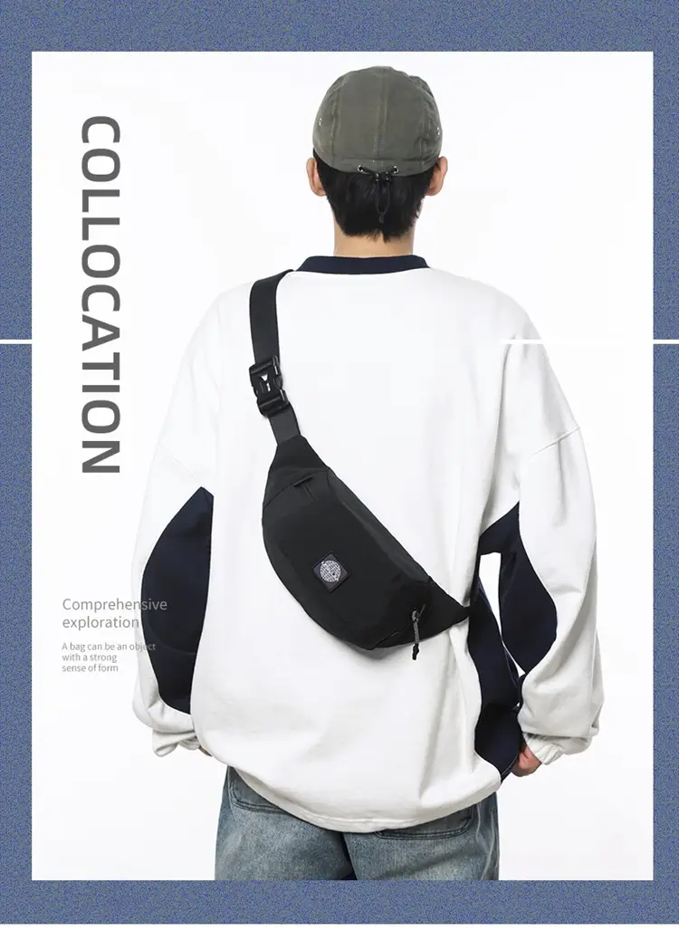 Stylish Crossbody Bag for Men White Blue Casual Travel Bag — feature 1