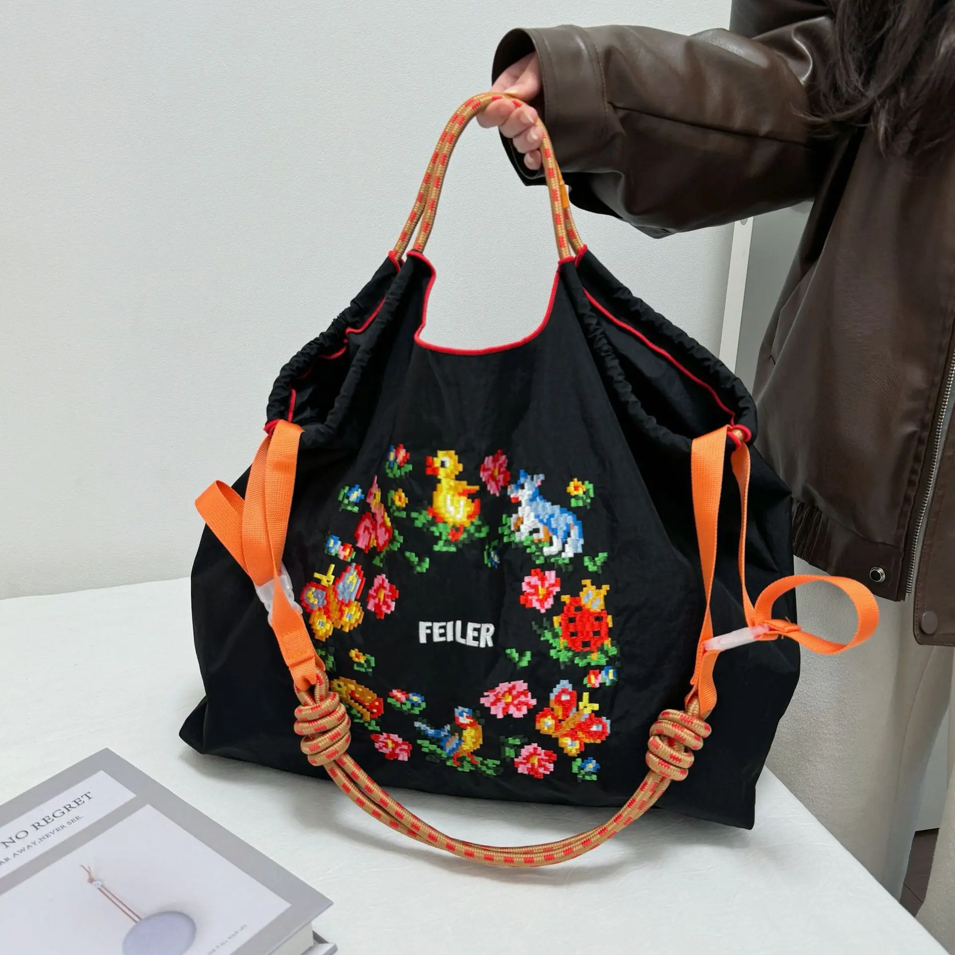 Japanese Style Embroidered Shoulder Bag for Women — feature 9