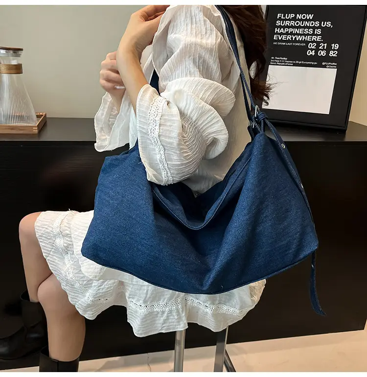 Blue Women's Large Tote Bag for Summer Commute — feature 24