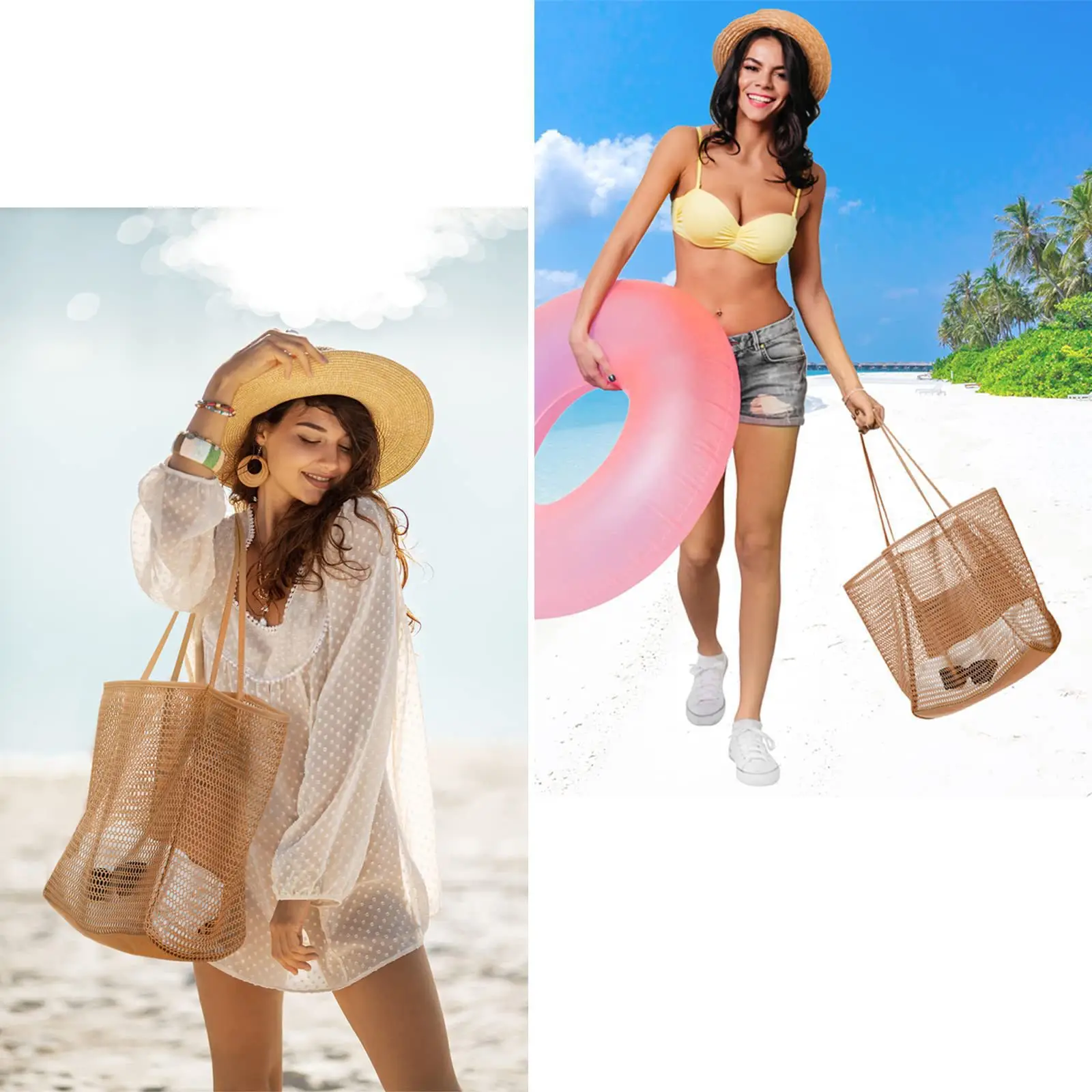 Cross-Border Mesh Shoulder Bag for Men Women Brown Black — feature 14